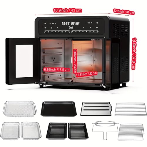 Image of 30QTOversized French Door Air Fryer Toaster Oven Combination, Featuring 20 Cooking Functions And Digital Control, Compatible with 13 inch Pizza, Turkey (Black-25)