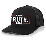 Mens Vivek Hat Vivek Ramaswamy Truth Slogan 2024 Mesh Back Trucker Hat Baseball Cap-Black/Black