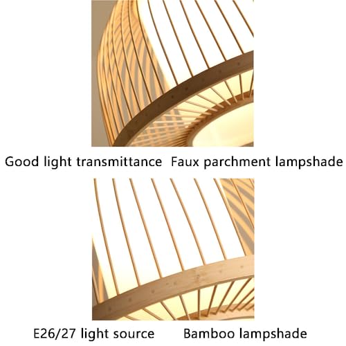 Lámpara de techo de madera natural y bambú artesanal estilo japonés 7