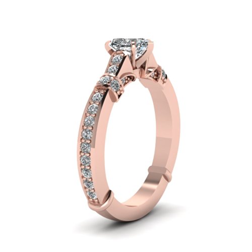 Bague pierre latérale cœur or rose pour style décontracté