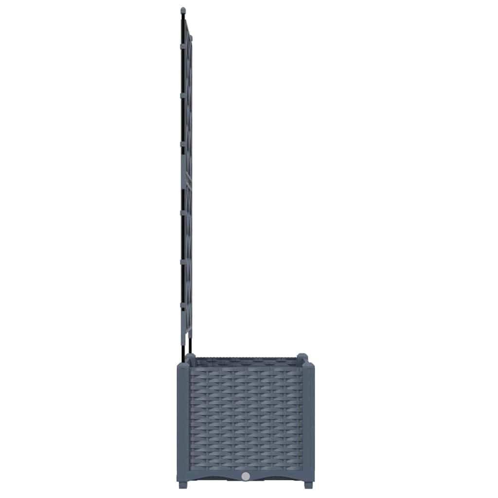 Jardinera de plástico gris claro, 40 x 40 x 143 cm, jardinera para exteriores, balcón, terraza, con resistencia a las heladas y almacenamiento de agua para hierbas y plantas