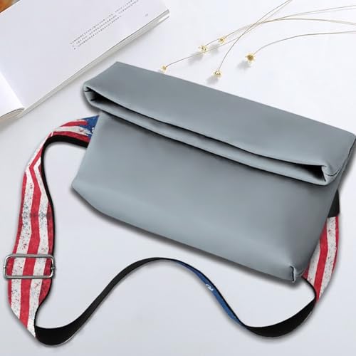 Image of Talayituse Dog Paw American Flag Print Shoulder Strap Wide Purse Bag Strap Adjustable Replacement Belt Luggage Crossbody Shoulder Bag Strap for Women Girls