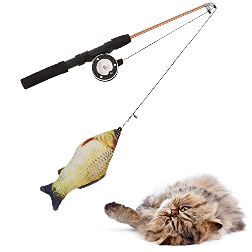 JOROBURO Canne à Pêche à roulettes pour Chat, Jouet...