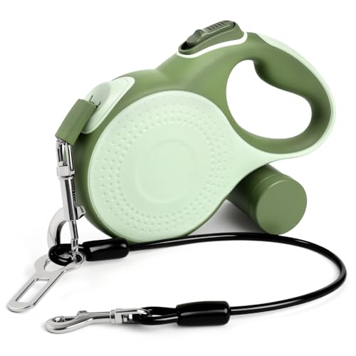 BMaobbo Guinzaglio retrattile per cani da 8 m, con corda in acciaio resistente al morso e supporto per borsa della tettoia, design senza grovigli, freno rapido e manico antiscivolo, per cani fino a 50