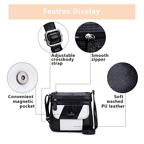 Image of Angelkiss Small Womens Crossbody Bag Leather Shoulder Purse for Women Hobo Bag with Adjustable Shoulder Strap