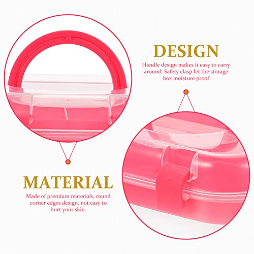 Image of Milisten Double Layer Plastic Sewing Box Multipurpose Plastic Storage Container Organizer Box Portable Handled Storage Organizer for Art Craft Sewing Red