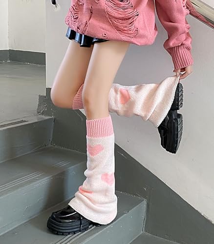 Image of WODECASA Girls Kawaii Leg Warmers Knitted Flared Leg Sleeves Goth Crochet Baggy Cuff Ankle Heap Socks