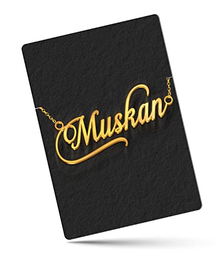 Image of Muskan Name Necklace in Gold Polish - Elegant Cursive Font, Personalized Jewelry for Women & Girls, Anti-Tarnish, Splash Proof, Custom Gift, Stylish & Timeless Design for Special Moments