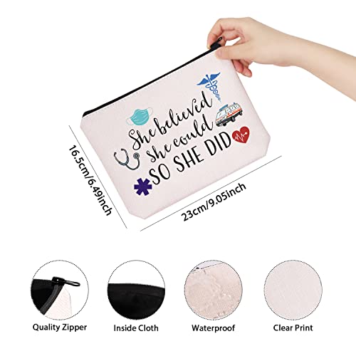 TSOTMO Emergency Medical Technician Gift She Believed She Could So She Did Inspirational EMT Makeup Bag (She Believed EMT)2