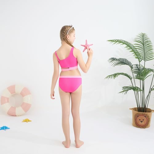 Girls Swimsuit 3 Piece Bathing Suits Bikini Set with Beach Cover Up Skirt Girls' Swimwear 7-14T3