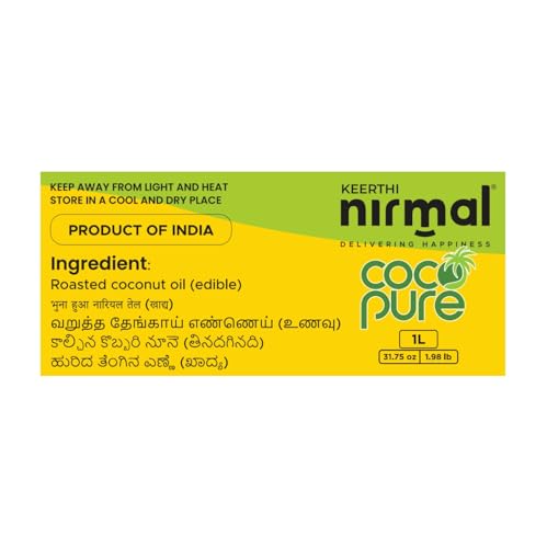 Image of Keerthi Nirmal Coco Pure Coconut Oil - Double Roasted Coconut Oil for Cooking, Hair & Skin Care - Ideal for Everyday Use (1 Ltr)