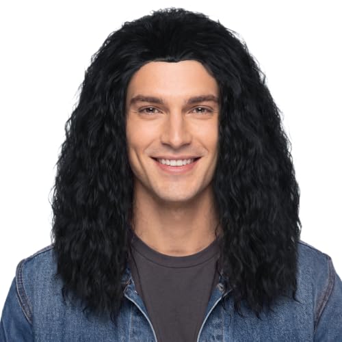 Miss U Hair Unisex Long Curly Hair Party Movie Cosplay Costume Wig Halloween (Jet black)