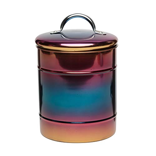 Amici Home Bote de metal arco iris, contenedor de almacenamiento de metal decorativo con acabado brillante y tapa forrada con junta, capacidad de 30 onzas (mediano) Cover