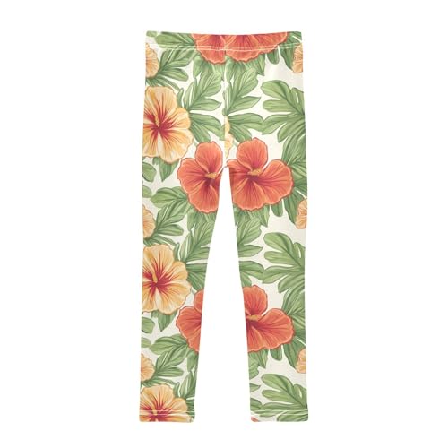 Girls Leggings Hawaiian Flower Palm Leaves Soft Toddler Leggings for Girls Kids Pants Size 4T-10T2