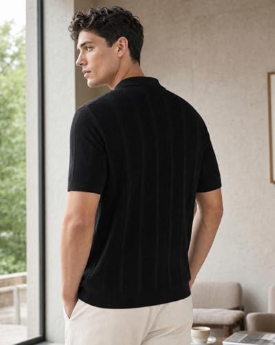 Image of NOBERO Men's Textured Polo Shirt, 100% Cotton Flat Knit, Regular Fit, Vibrant Hues, Classic Polo Collar, Soft & Breathable Casual Wear