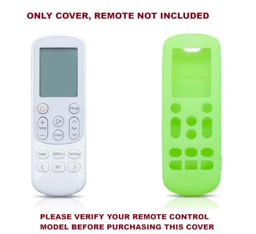 Image of Silicone Cover Compatible with Samsung Split Inverter Air Conditioner Remote Control, Shockproof, Stylish, Glow in Dark Green, Easy to find in Darkness