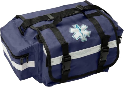 Image of NOVAMEDIC NM-RO63P Professional First Responder Bag, 17 inch x 9 inch x 7 inch Empty EMT Trauma Kit Carrier with Removable Dividers, Reflective Strips, Water-Resistant Base for Emergency Medical Supplies (Blue)