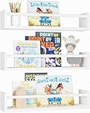 Nursery Book Shelves, 16.5 Inch Floating Book Shelves for Wall Set of 3, Baby Nursery Decor, Solid Wood Wall Mounted Shelves for Children's Room, Bedroom,Bathroom,Kitchen,and More (Natural White)