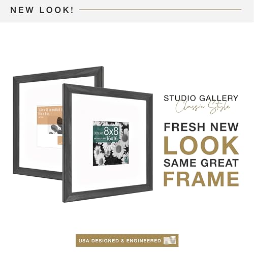 MCS Studio Gallery Classic 16x16 Picture Frame Black Woodgrain, Vertical & Horizontal Wall Hanging Large Picture Frame for Photos, Posters & Art Prints (1-Pack)