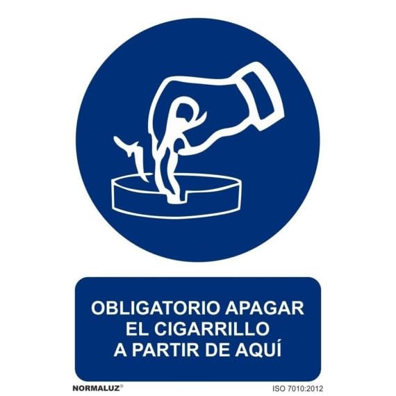 Señal que indica Obligatorio Apagar El Cigarrillo a Partir de Aquí (tinta UV) SEKURECO
