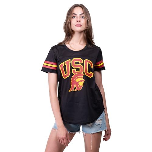 Ultra Game NCAA Womens S/S Mesh Tee USC Trojan Black Small