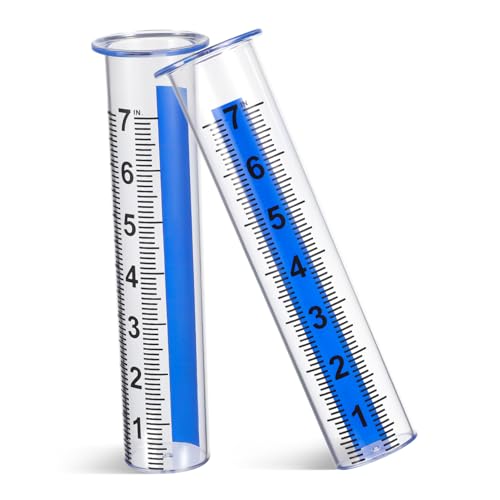 AKOOSY 2個 精密スケール付き屋外雨量計交換用試験管 透明プラスチック製で 芝生の降雨量測定に 軽量コンパクトで正確なデータ記録が可能