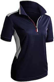 CLOVERY Golf Wear Moisture Wicking Short Sleeve Zipup POLO Shirt NAVY US M/Tag