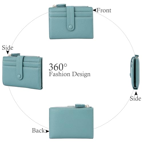 Small Wallet for Women Slim Bifold Credit Card Holder RFID Blocking Double Zipper Coin Pocket Ladies Wallet Purse3
