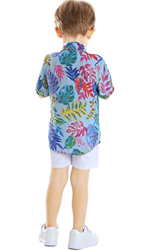 Image of Toddler Baby Boy Summer Clothes Set Floral Shirt Bow-tie Shorts Hawaiian Outfit