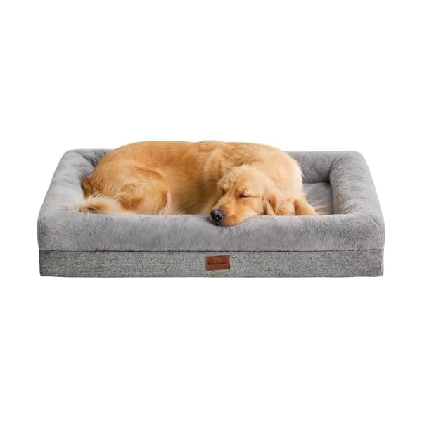 BFPETHOME Orthopedic Dog Bed for Large Sized Dogs – Washable Dog Couch Bed with Bolster Sides, Removable Waterproof Cover, Non-Slip Base, Comfortable Pet Bed for Better Sleeping