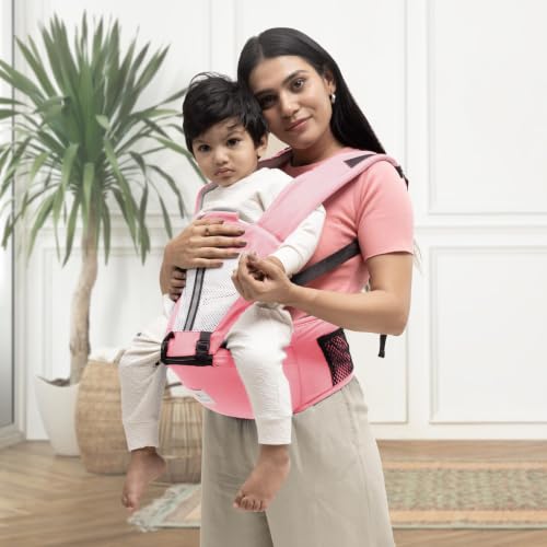 Image of Tinyberg | Baby Carrier for 0 to 3 Year Baby | Baby Carrier for Newborn | Baby Carrying Bag | 4-in-1 Hip Seat, Adjustable Straps, Soft Thigh Padding | Baby Carry Bag | Kangaroo Bag | Up to-15 Kg - Candy Pink