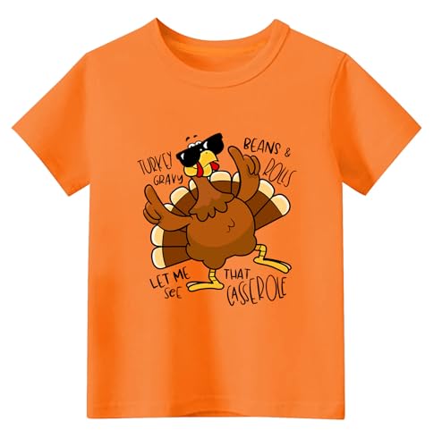 Thanksgiving Shirt Toddler Boys Girls Turkey Squad Graphic T-Shirt Fall Thankful T-Rex Dinos Tee Tops 2-7Years