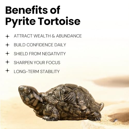 Image of Pyrite Tortoise Kachhua 2.7 Inch | Certified Original Crystal Turtle for Money, Good Luck & Wealth | Vastu Shastra Feng Shui Decor | Housewarming Gift Home Office (Pyrite Tortoise & Owl Combo)