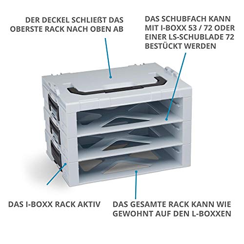 Bosch Sortimo i-BOXX Rack | Mit 5 Fächern grau | Regal Werkzeugkoffer klein | Werkzeugaufbewahrung System | Ideal für i-BOXX 72 & LS-Schublade 72