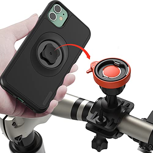 sincetop Bicycle Phone Mount with Shockproof Case for iPhone 11,Motorcycle Handlebars Cell Phone Holder Built Quick Mount 360 Rotation Adjustable Stand,Mountain Road Bike Cycling Kit iPhone 11