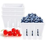 Nexboraque 4 Pack Melamine Berry Basket, 5 x 5 x 2.75 Inch Berry Bowl Vented Produce Basket Colander for Fruits, Strawberry, Cherry, White