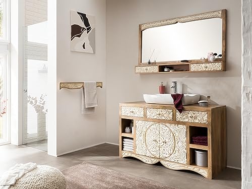 Woodkings Badmöbel Set Delhi I rustikale Badezimmermöbel inkl. Waschtisch...