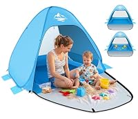 MAXDONE Strandmuschel Pop Up Strandzelt mit Pool, Automatisches Strand Camping Zelt, UV-Schutz 50+, für 2-3 Personen, Tragbar Extra Light Strandzelt für Familien Strand Camping Garten mit Tragetasche