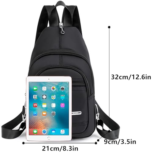 O-TBOST Convertible Backpack for Women Small Sling Bag Waterproof Nylon Chest Bag Casual Daypack (Black)2