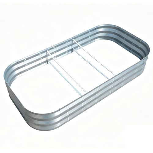 Colorfulbeetle Galvanized Raised Garden Bed Kit, Large Metal Raised Garden Beds for Vegetables, Galvanized Planter Raised Garden Boxes Outdoor (Silver)