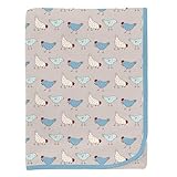 KicKee Print Swaddle Blankets, Silky Soft Baby Blanket, Sized 40” x 29” (Latte Chickens - One Size)