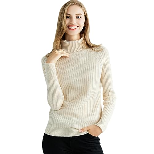 Women's Knitted Sweater 100% Merino Wool Turtleneck Long Sleeve Pullover Winter Autumn Sweater Tops