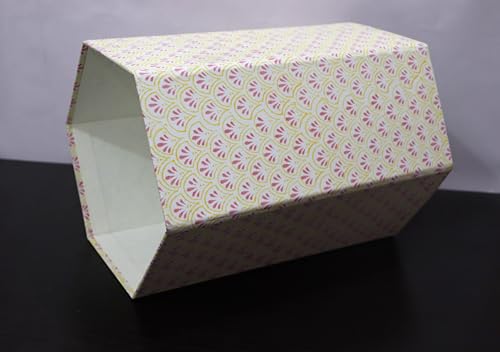 Image of 3.3 Gallon Cotton Hand Block Printed Paper Waste Basket |Small Decorative Trash Can for Housewarming Gifts in Living Room, Bedroom, Bathroom | Eco-Friendly, Plastic-Free (1, Small Yellow Pink)
