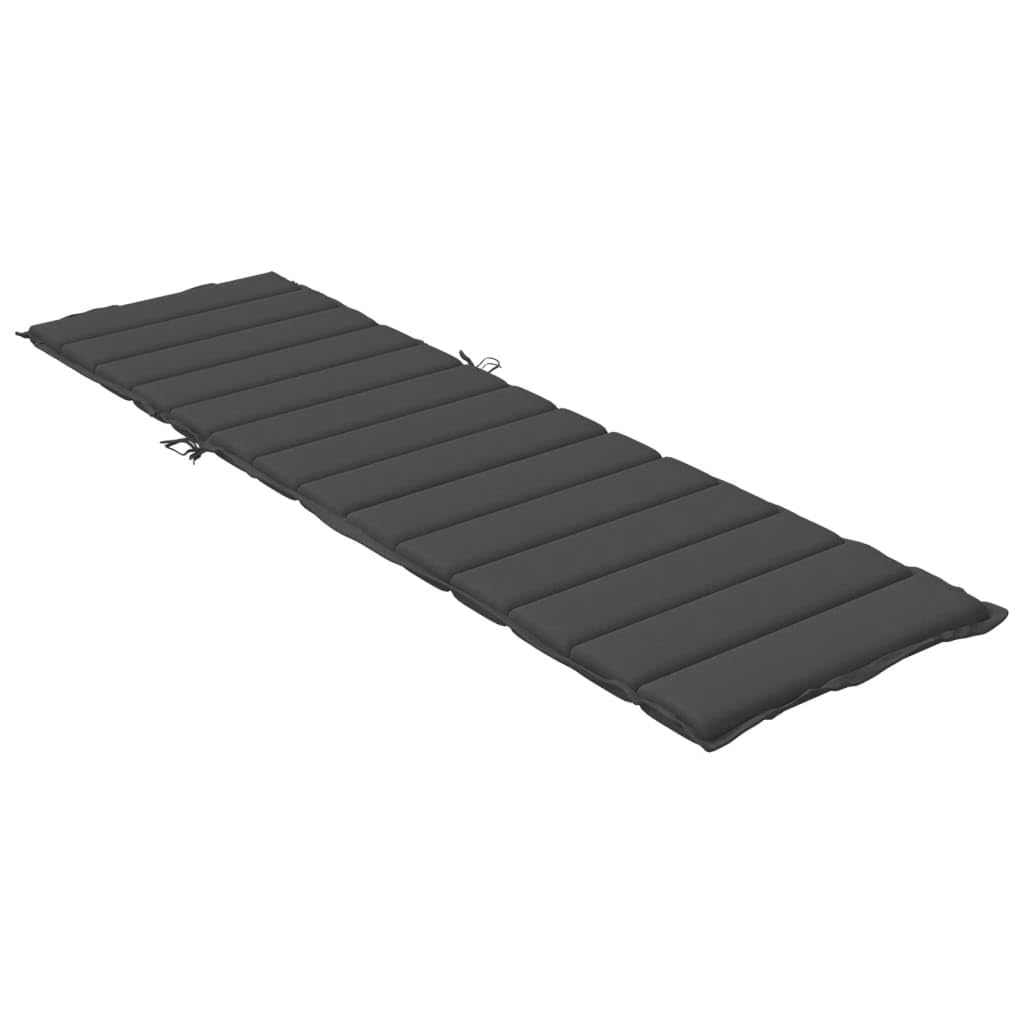Cuscino per lettino prendisole, antracite, 200 x 50 x 4 cm, poliestere