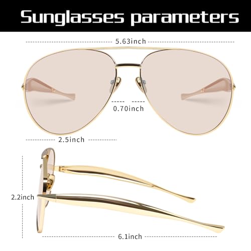 Retro Gold Oversized Aviator Sunglasses for Women Men 2025 Trendy Metal Big Aviators Sun Glasses 70s Retro Shades4