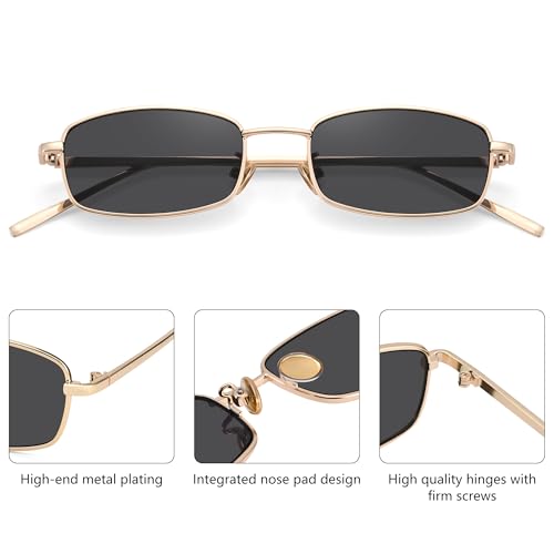 Y2k Rectangle Sunglasses for Women Men - Retro 80s 90s Narrow Oval Shades4