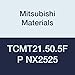 Mitsubishi Materials TCMT21.50.5FP NX2525 Uncoated Cermet TC Type Turning Insert with Hole, Stable Cutting, Triangular, Grade NX2525, 0.008" Corner Radius, 0.25" IC, FP Breaker, 0.094" Thick