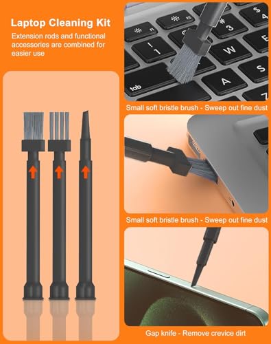 Image of 32 in 1 Cleaning Tool Kit with Screen Cleaner, Spray Bottle, Tweezer, Brush, SIM Tool & Key Puller| Multi Device Cleaner for PC, Laptop, iPhone, iPad, Airpods, Camera & Keyboard (Black)