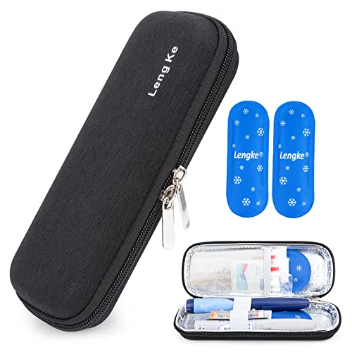YOUSHARES Nevera de Insulina con 2PCS Nylon Ice Packs - Bolsa de Medicamientos Pequeña Estuche Térmico Portatil Diabetes (Negro)