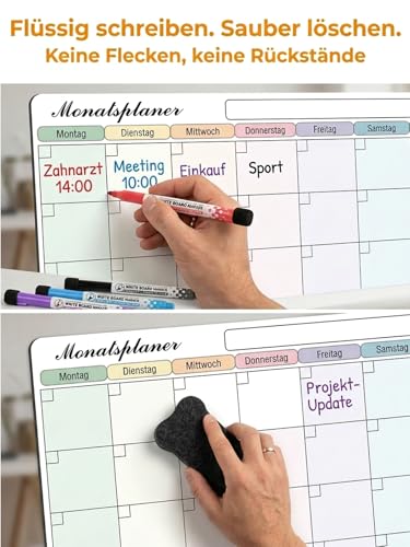 SONNELD Magnetischer Wochenplaner Abwischbar – Whiteboard Magnettafel für Kühlschrank mit 5 Stifts, Familienplaner Essensplaner Putzplan To-Do Liste, 42x30cm